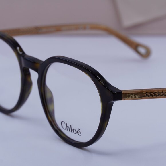 Chloe CH0012O 008 Round Eyeglasses 50mm - Dark Havana/Brown - Picture 5 of 11